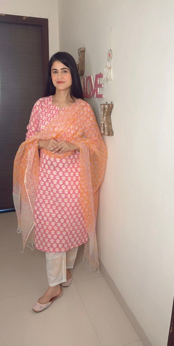 Ruby Blossom Kurti Set with Dupatta