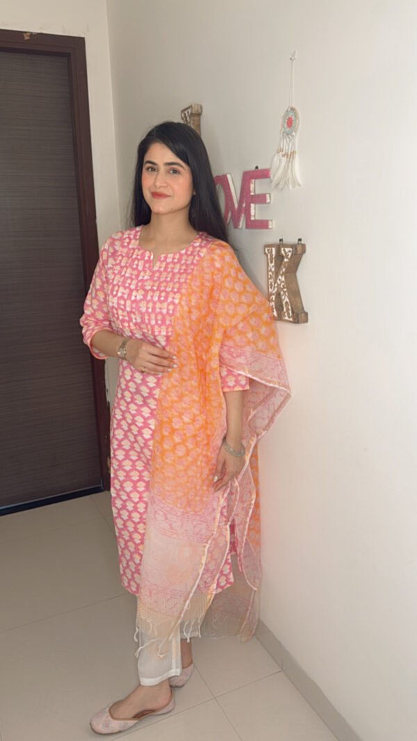 Ruby Blossom Kurti Set with Dupatta - Image 2